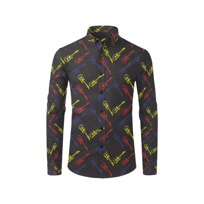 Electric Guitar Pattern Print Design 03 Men's Long Sleeve Shirt