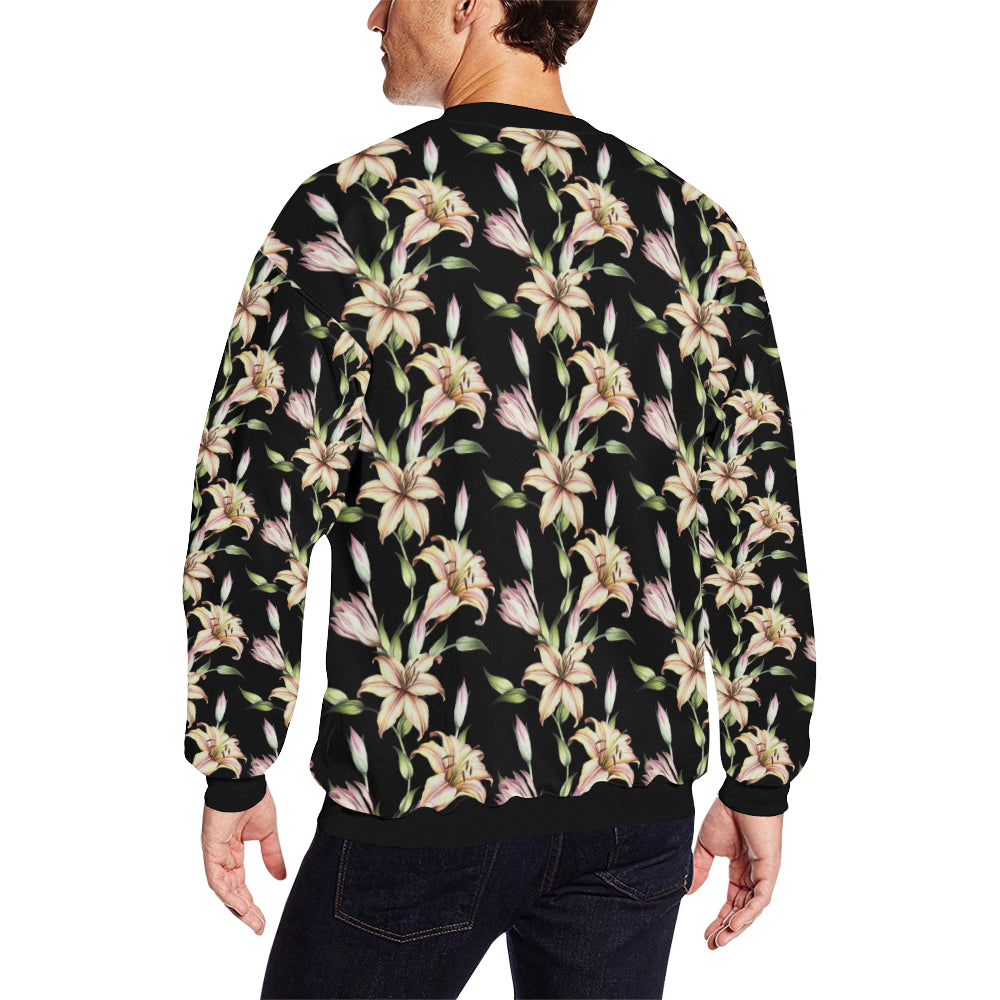 Lily Pattern Print Design LY05 Men Long Sleeve Sweatshirt