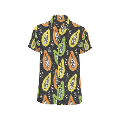 Papaya Pattern Print Design PP05 Men's Short Sleeve Button Up Shirt