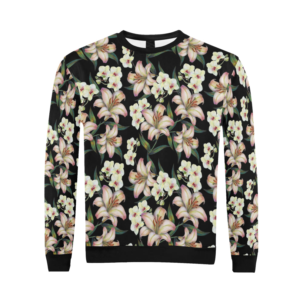 Lily Pattern Print Design LY03 Men Long Sleeve Sweatshirt