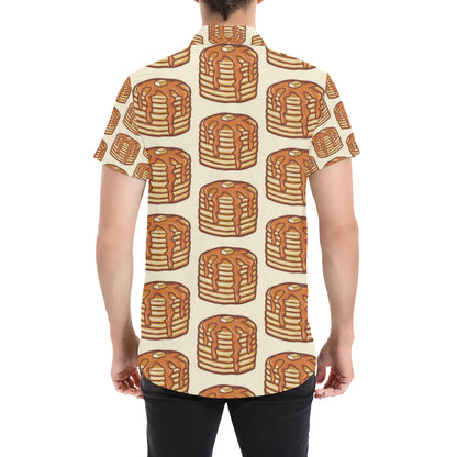 Pancake Pattern Print Design A02 Men's Short Sleeve Button Up Shirt