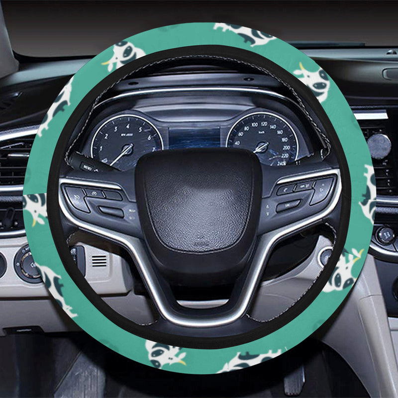 Cow Pattern Print Design 03 Steering Wheel Cover with Elastic Edge