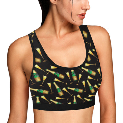 Champagne Pattern Print Design 02 Sports Bra