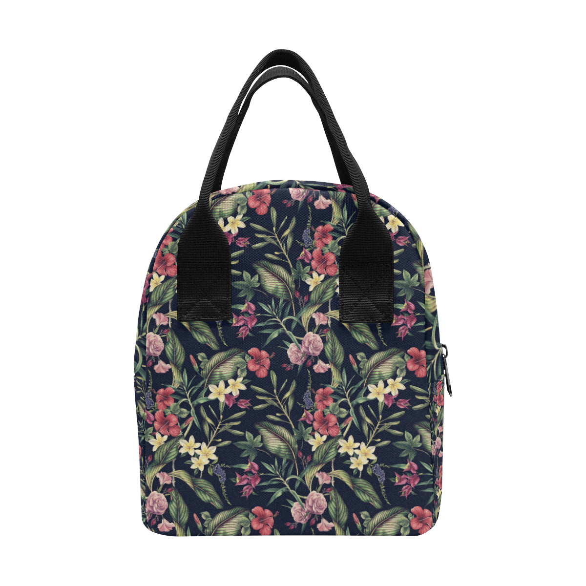 Tropical Flower Pattern Insulated Lunch Bag