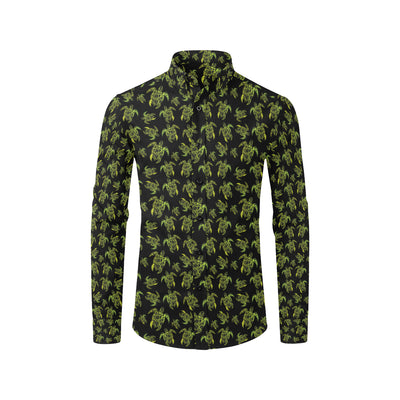 Green Tribal Turtle Polynesian Themed Men's Long Sleeve Shirt