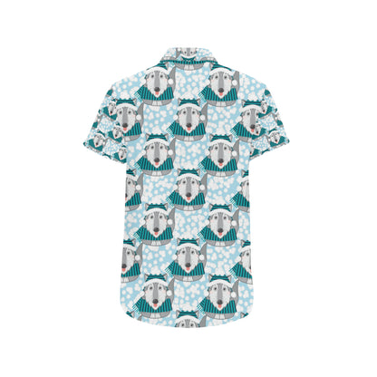 Alaskan Malamute Pattern Print Design 01 Men's Short Sleeve Button Up Shirt