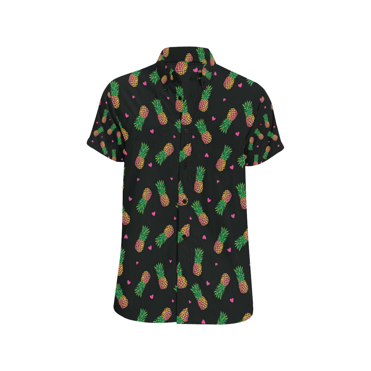Neon Pineapple Pattern Print Design A04 Men's Short Sleeve Button Up Shirt
