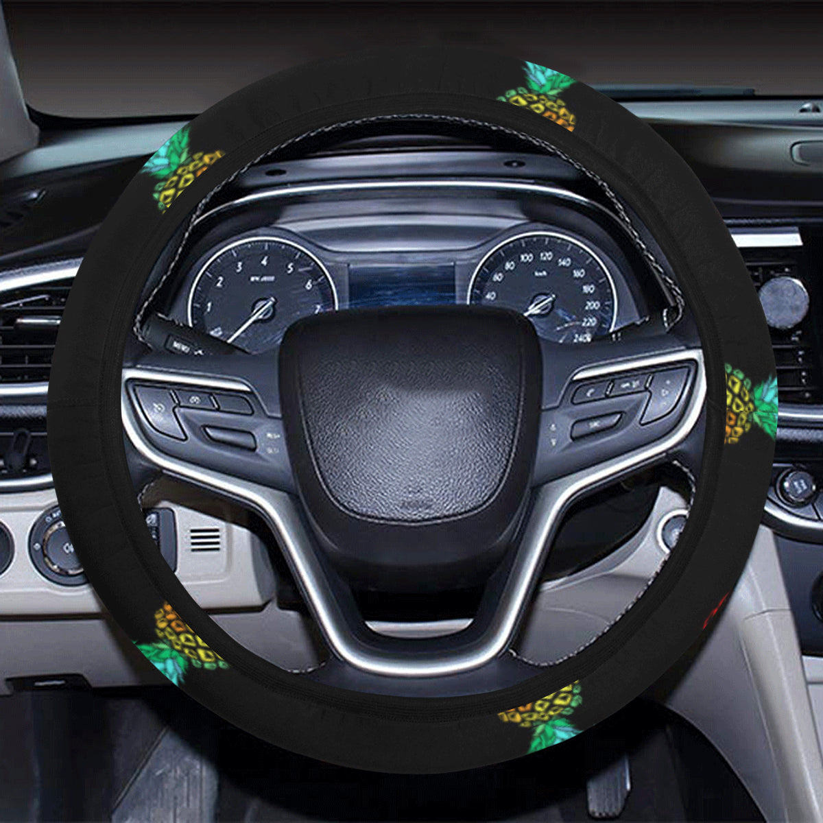 Pineapple Pattern Print Design A05 Steering Wheel Cover with Elastic Edge