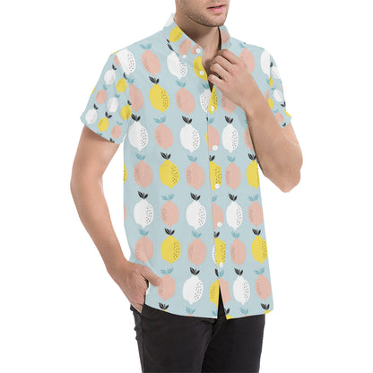 Citrus  Pattern Print Design 03 Men's Short Sleeve Button Up Shirt