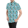 Surfboard Themed Pattern Men's Short Sleeve Button Up Shirt