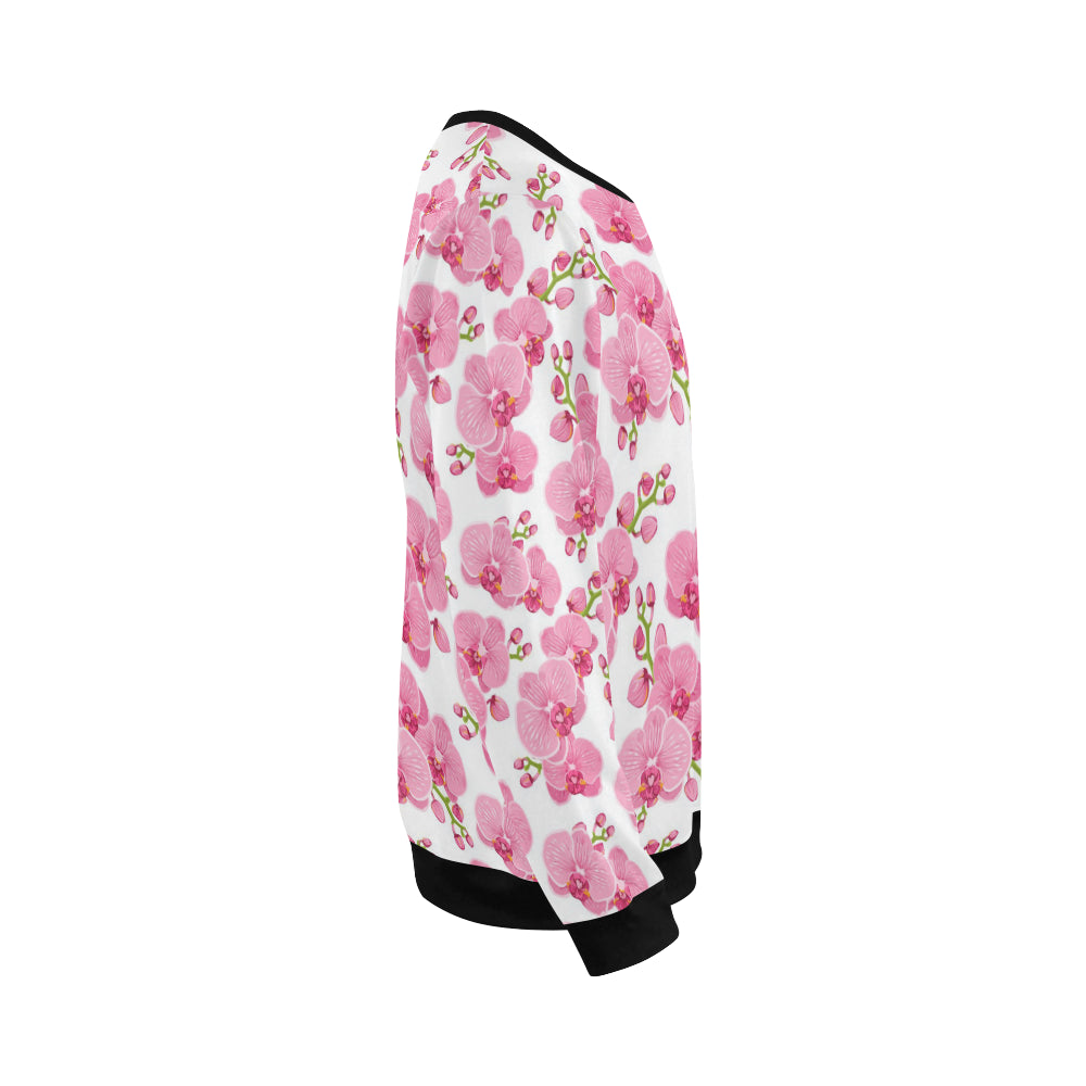 Orchid Pink Pattern Print Design OR07 Men Long Sleeve Sweatshirt