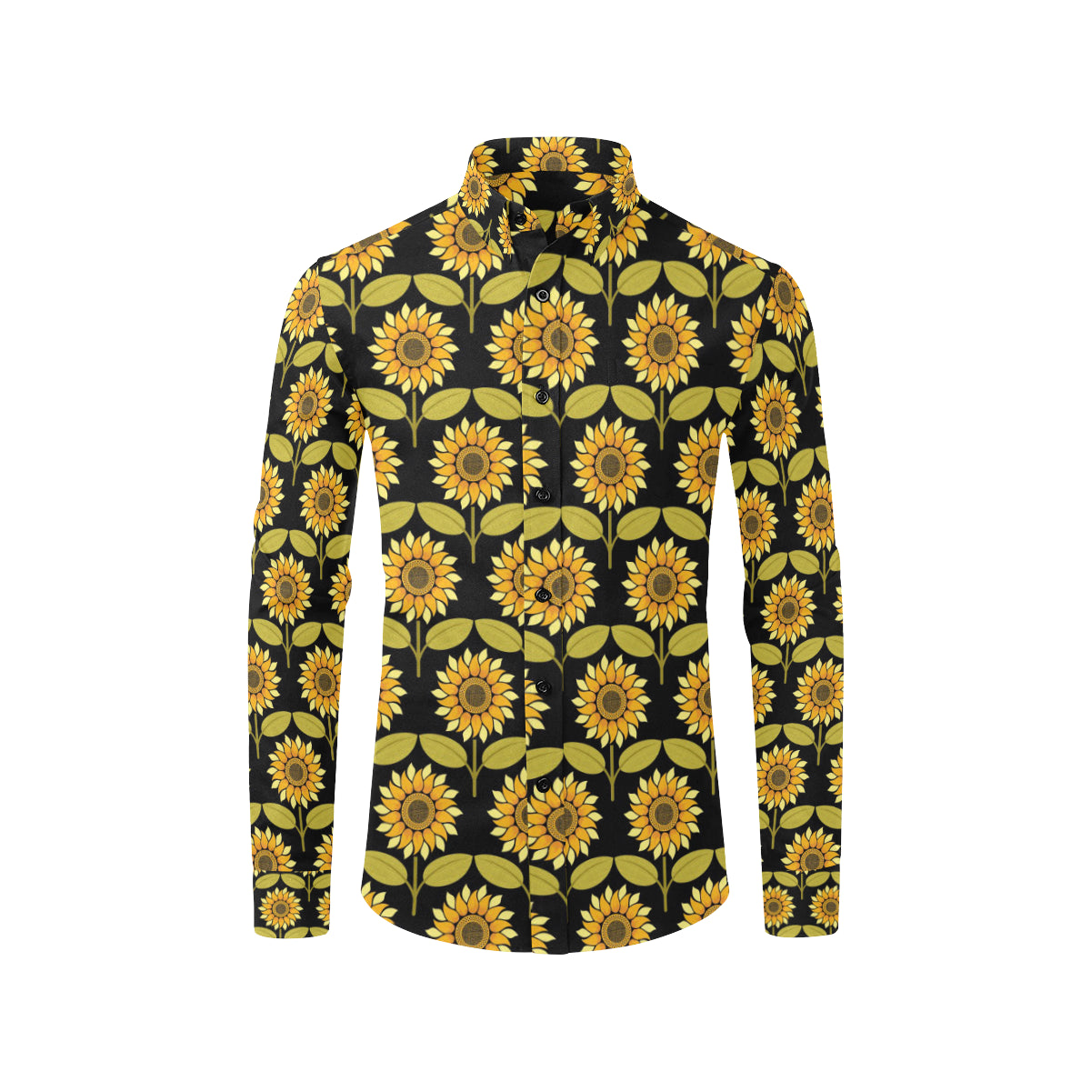 Sunflower Pattern Print Design SF015 Men's Long Sleeve Shirt