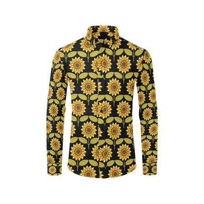 Sunflower Pattern Print Design SF015 Men's Long Sleeve Shirt