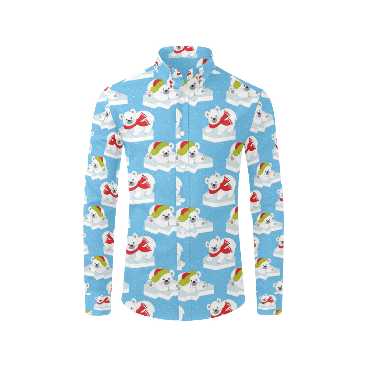 Polar Bear Pattern Print Design PB06 Men's Long Sleeve Shirt