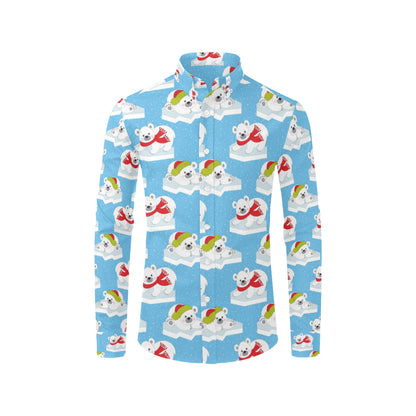 Polar Bear Pattern Print Design PB06 Men's Long Sleeve Shirt