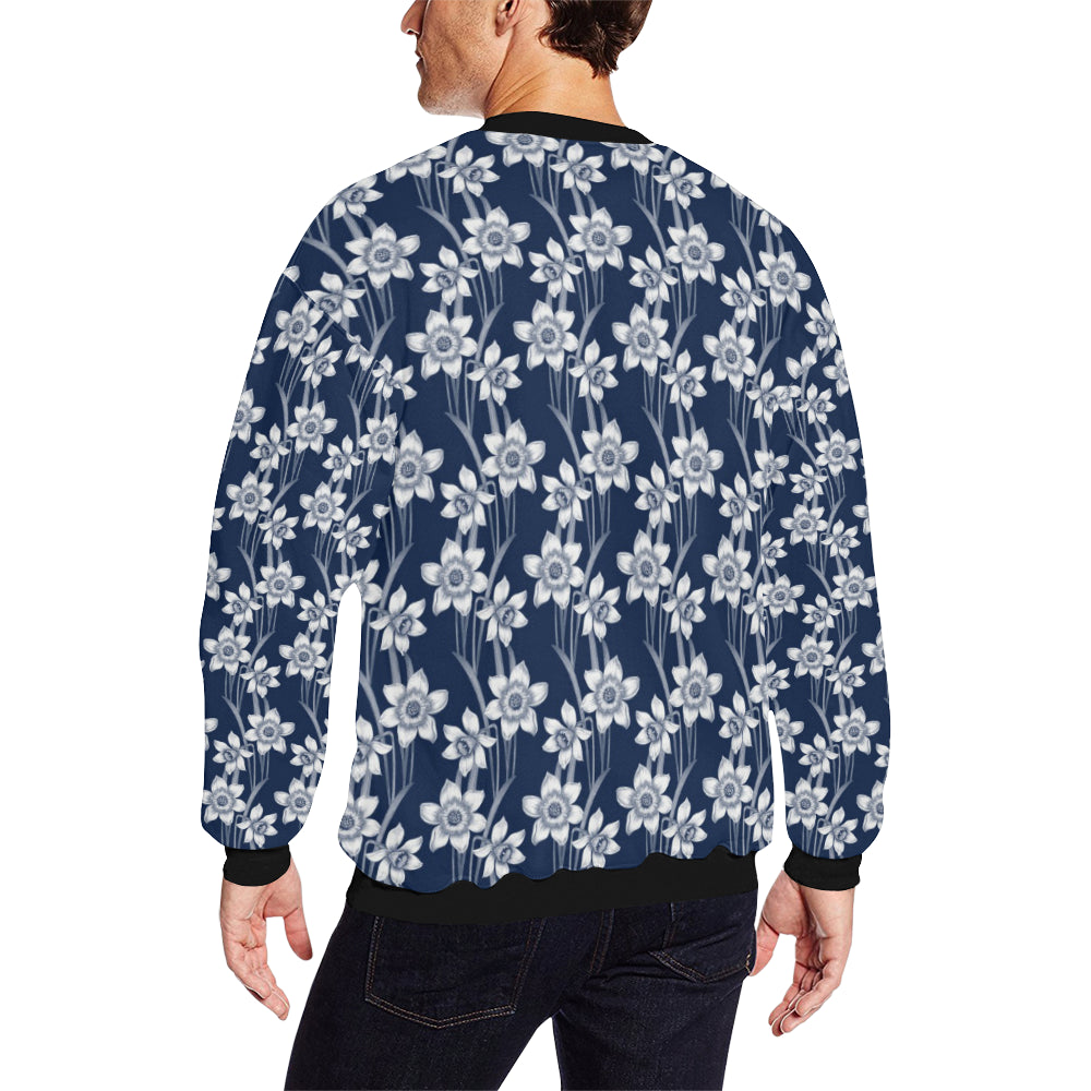 Daffodils Pattern Print Design DF09 Men Long Sleeve Sweatshirt