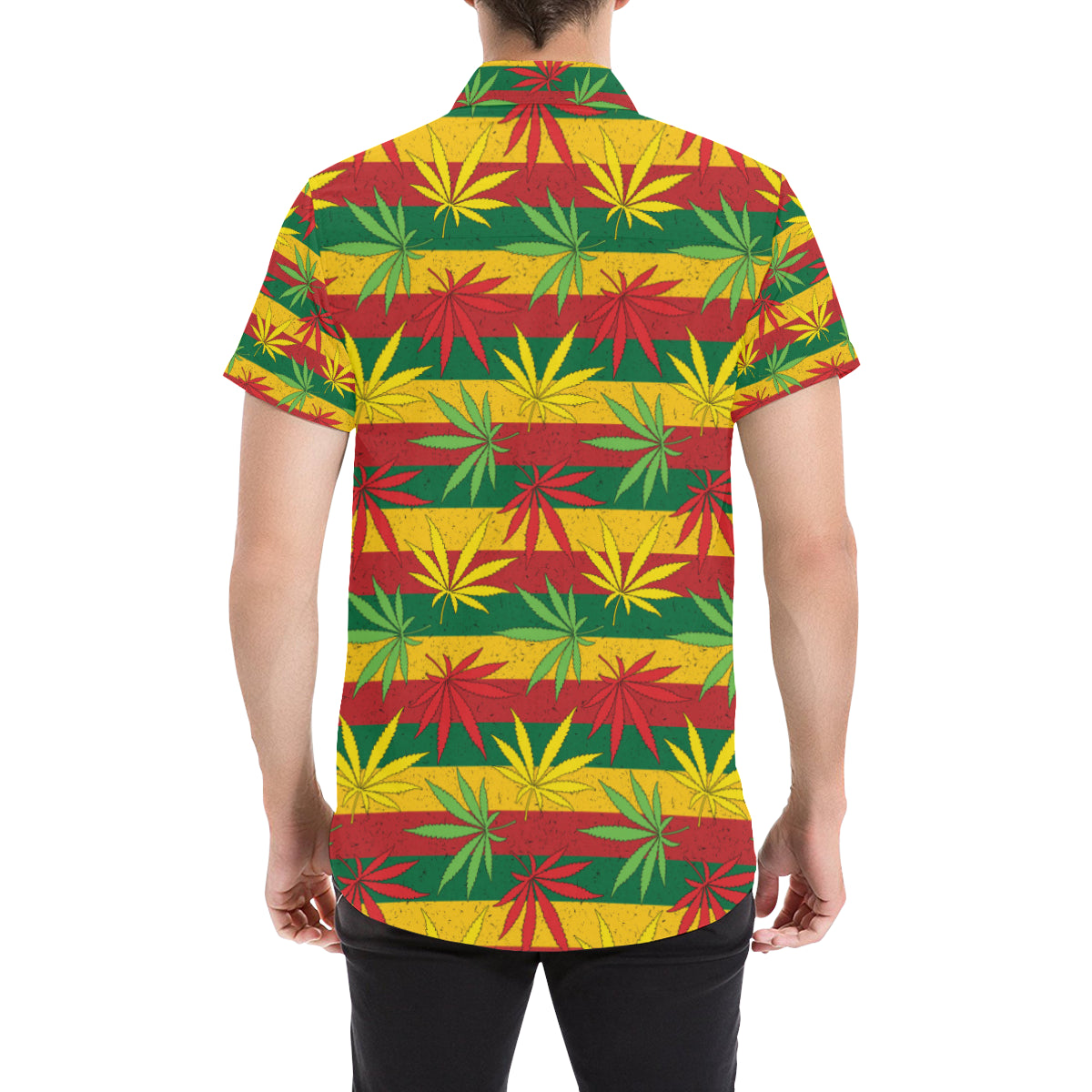Rasta Pattern Print Design A03 Men's Short Sleeve Button Up Shirt