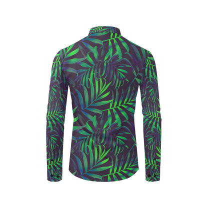 Palm Leaves Pattern Print Design PL01 Men's Long Sleeve Shirt