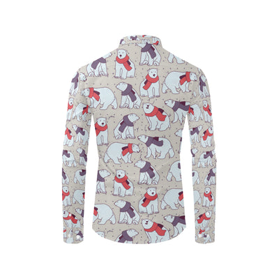 Polar Bear Pattern Print Design PB04 Men's Long Sleeve Shirt