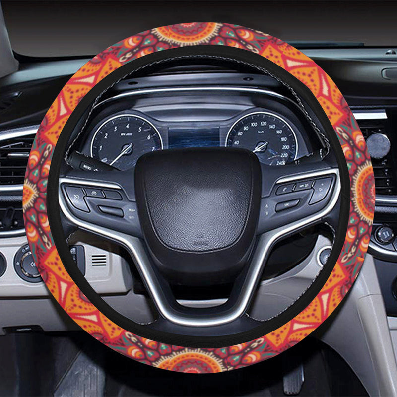 Bohemian Pattern Print Design 04 Steering Wheel Cover with Elastic Edge