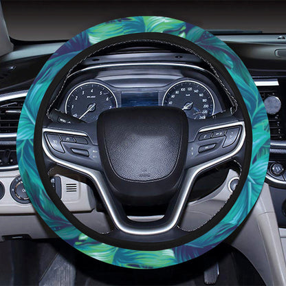 Banana Leaf Pattern Print Design BL05 Steering Wheel Cover with Elastic Edge