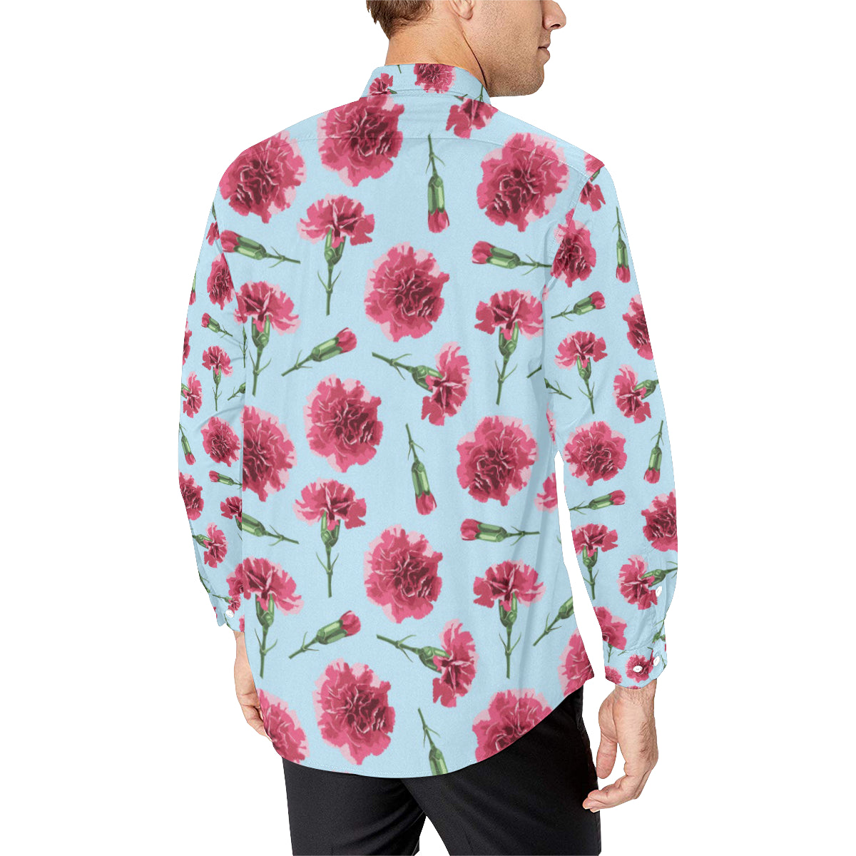 Carnations Pattern Print Design CN01 Men's Long Sleeve Shirt