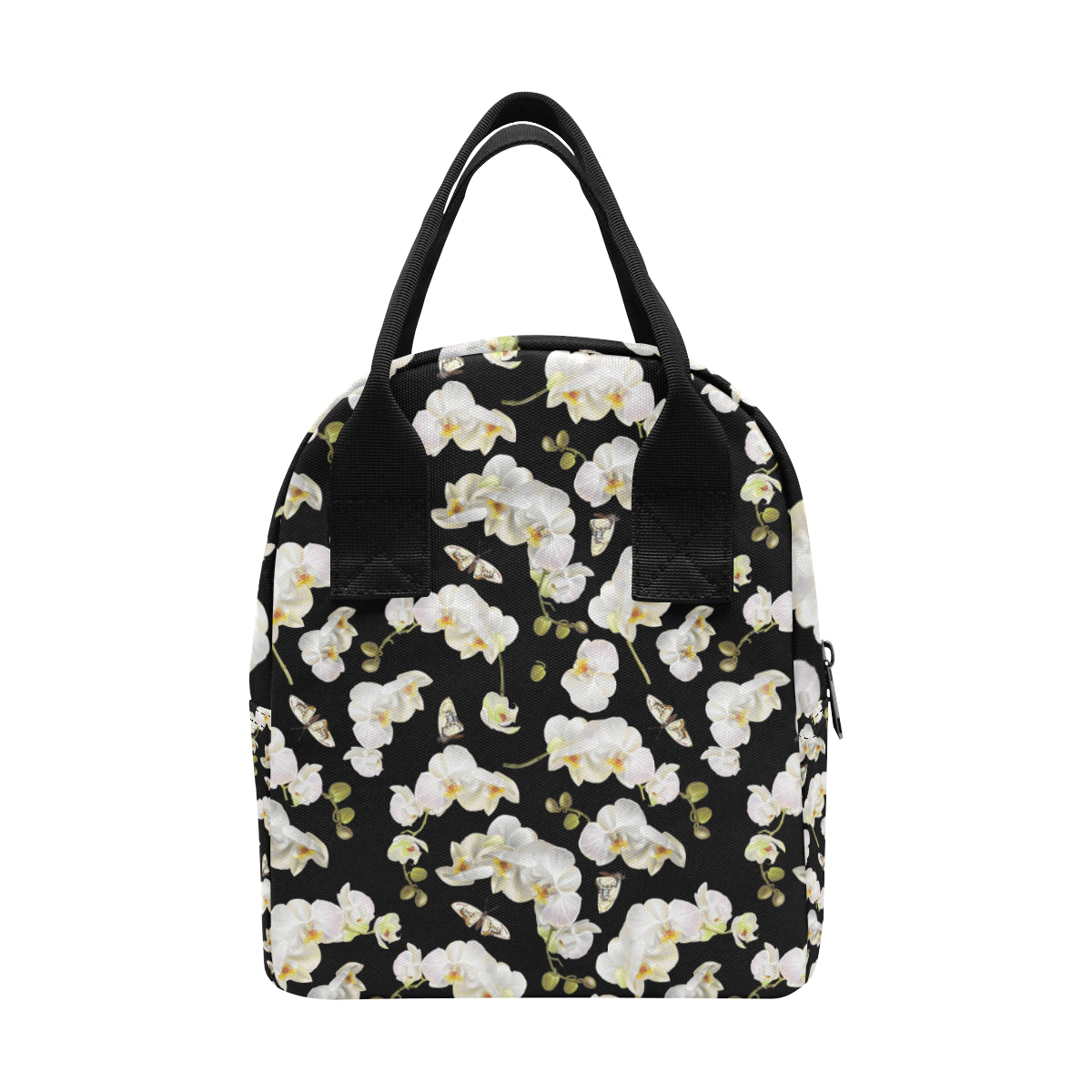 Orchid White Pattern Print Design OR011 Insulated Lunch Bag