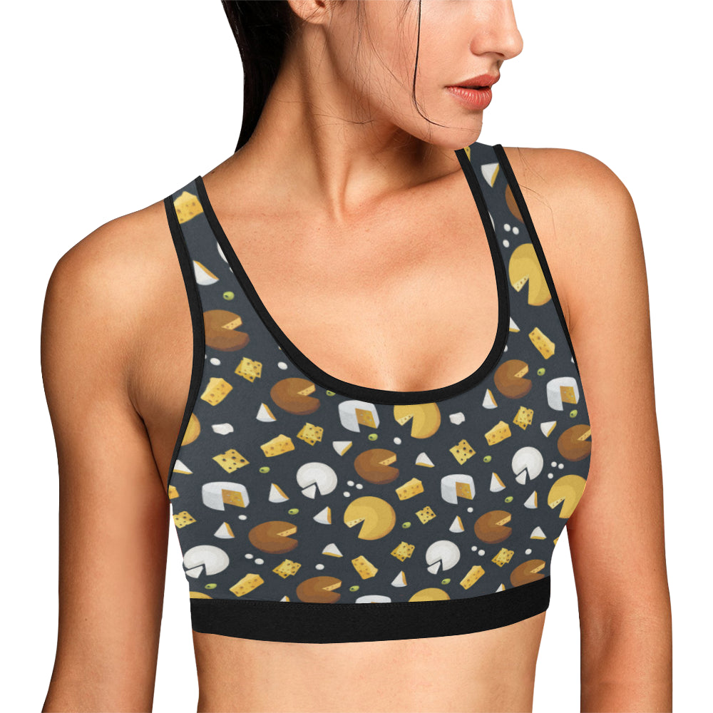 Cheese Pattern Print Design 03 Sports Bra