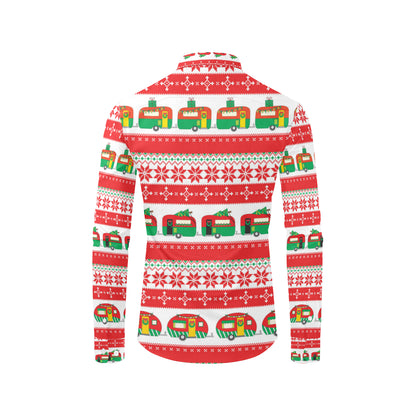 Camper Camping Ugly Christmas Design Print Men's Long Sleeve Shirt