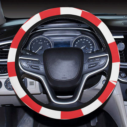 Checkered Red Pattern Print Design 04 Steering Wheel Cover with Elastic Edge
