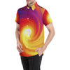 Vortex Twist Swirl Flame Themed Men's Short Sleeve Button Up Shirt