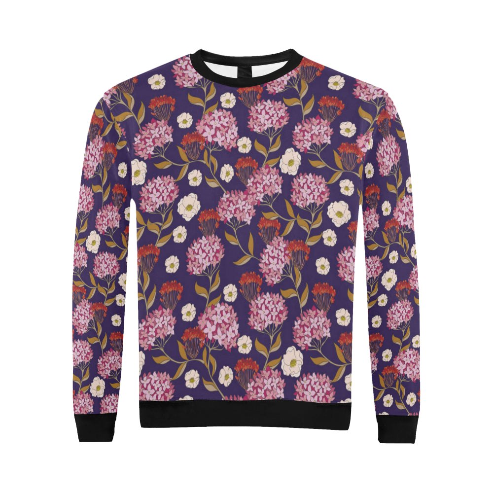 Hydrangea Pattern Print Design HD010 Men Long Sleeve Sweatshirt