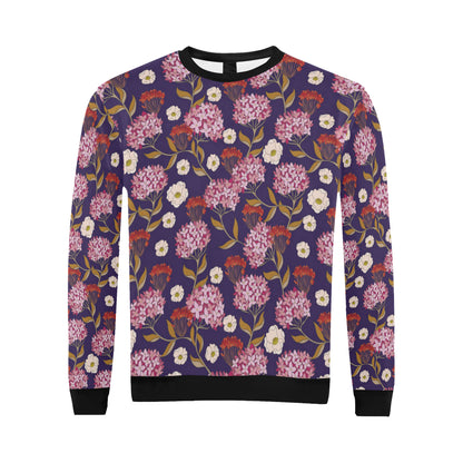 Hydrangea Pattern Print Design HD010 Men Long Sleeve Sweatshirt