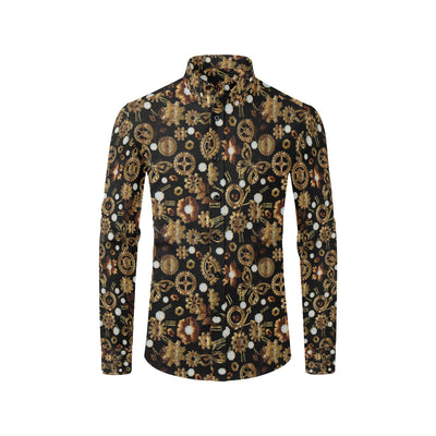 Steampunk Butterfly Design Themed Print Men's Long Sleeve Shirt