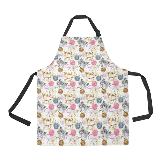 Cat Playing Yarn Pattern Print Design 07 Apron with Pocket