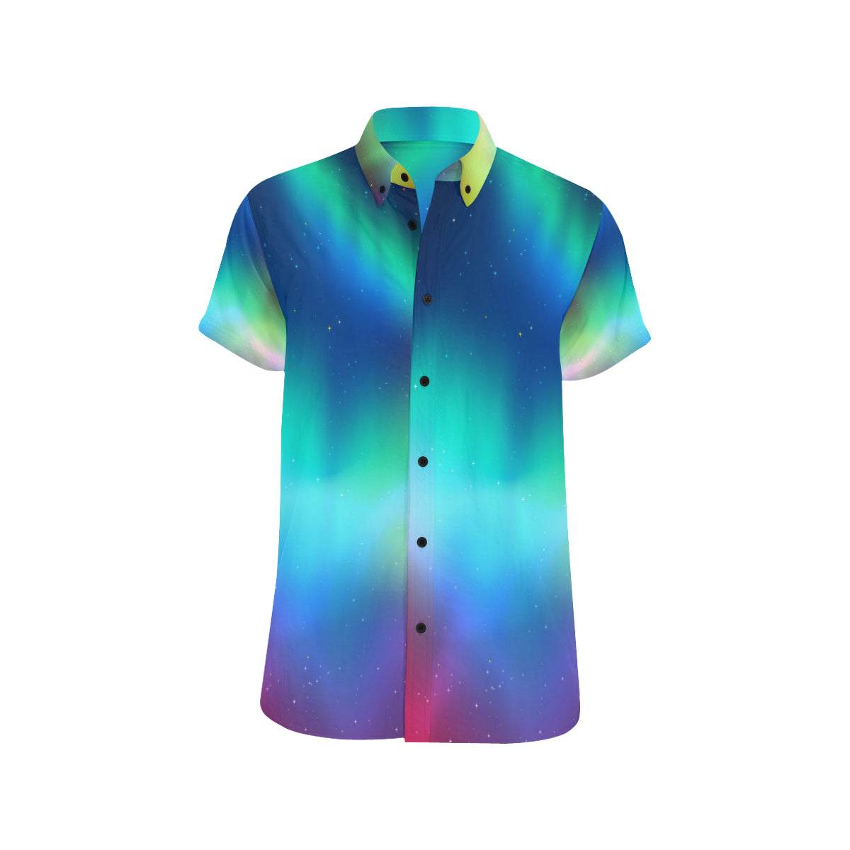 Aurora Borealis Pattern Print Design 02 Men's Short Sleeve Button Up Shirt