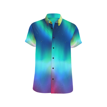 Aurora Borealis Pattern Print Design 02 Men's Short Sleeve Button Up Shirt