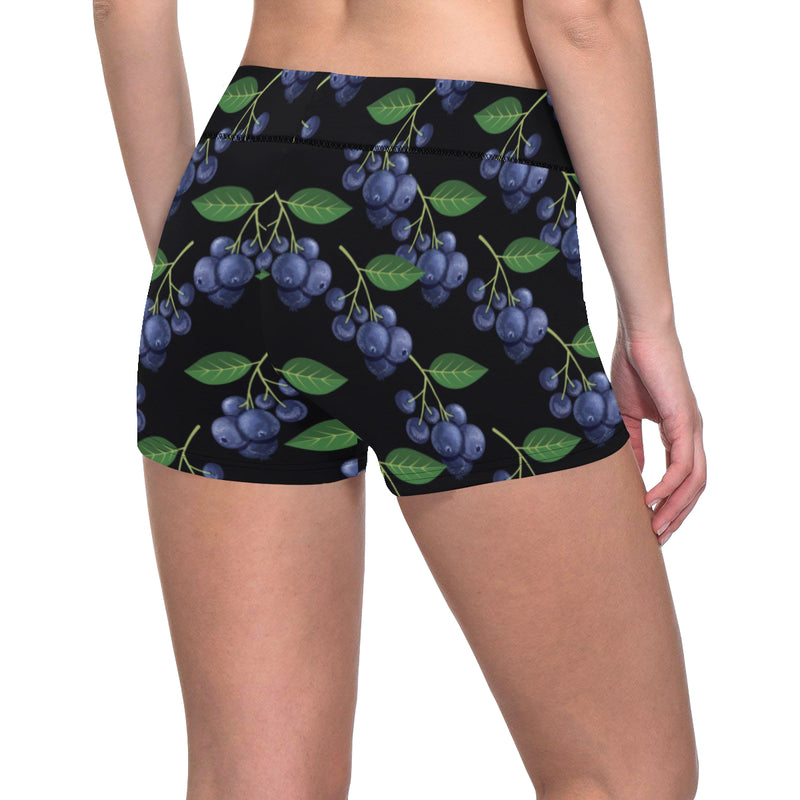 Blueberry Pattern Print Design BB01 Yoga Shorts