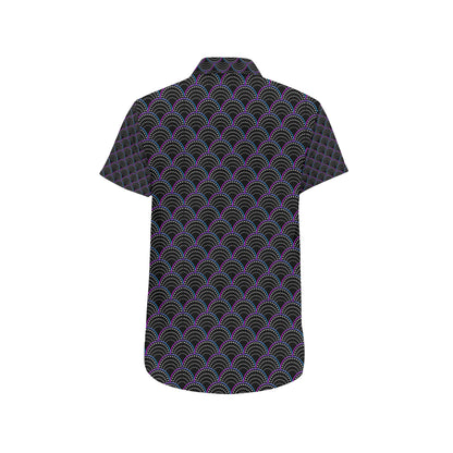 Mermaid Pattern Print Design 09 Men's Short Sleeve Button Up Shirt