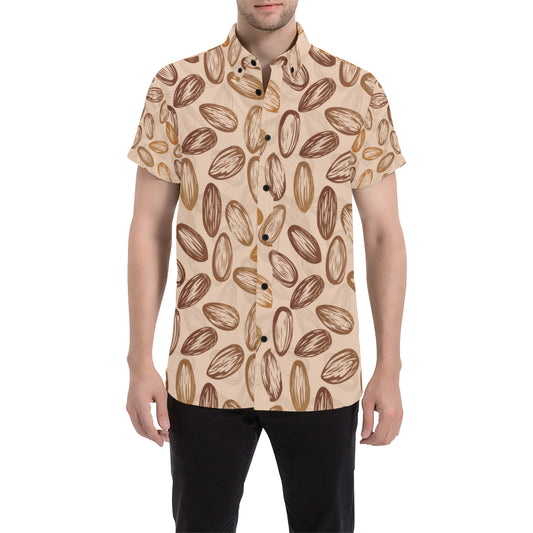 Almond Pattern Print Design 02 Men's Short Sleeve Button Up Shirt