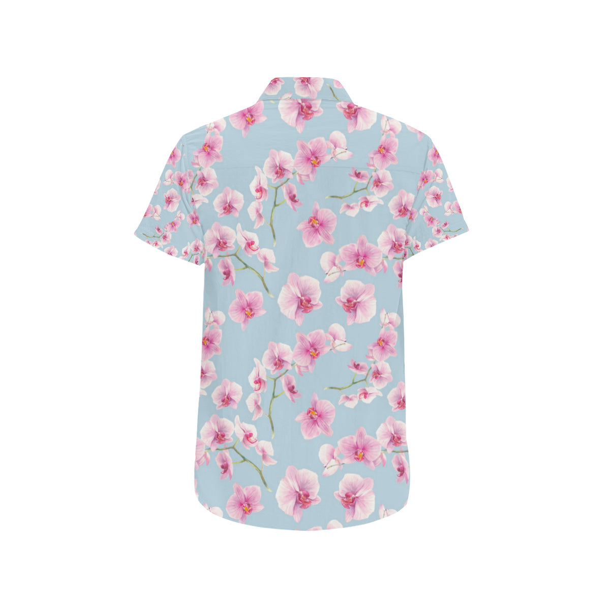 Orchid Pattern Print Design A01 Men's Short Sleeve Button Up Shirt