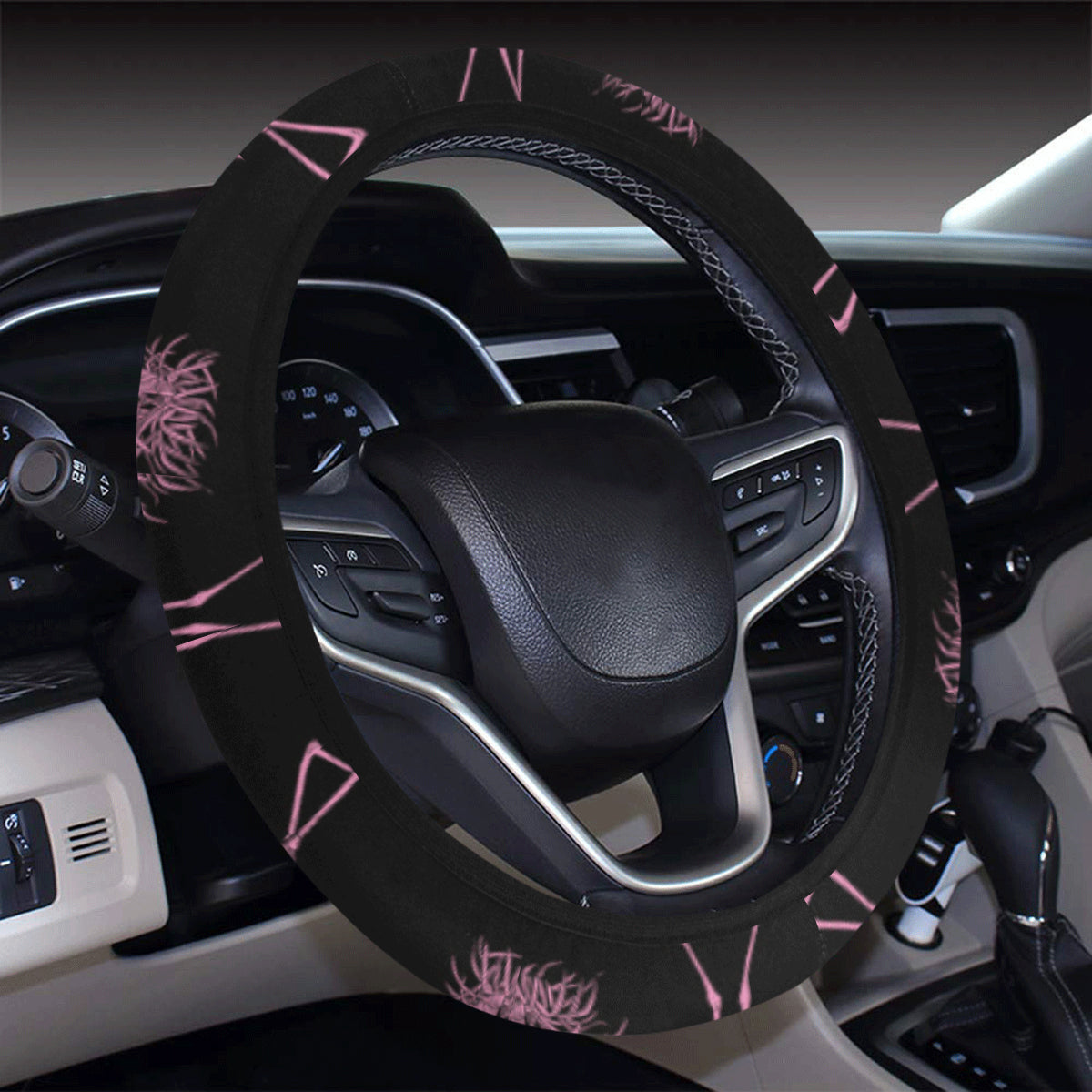 Flamingo Pink Print Pattern Steering Wheel Cover with Elastic Edge