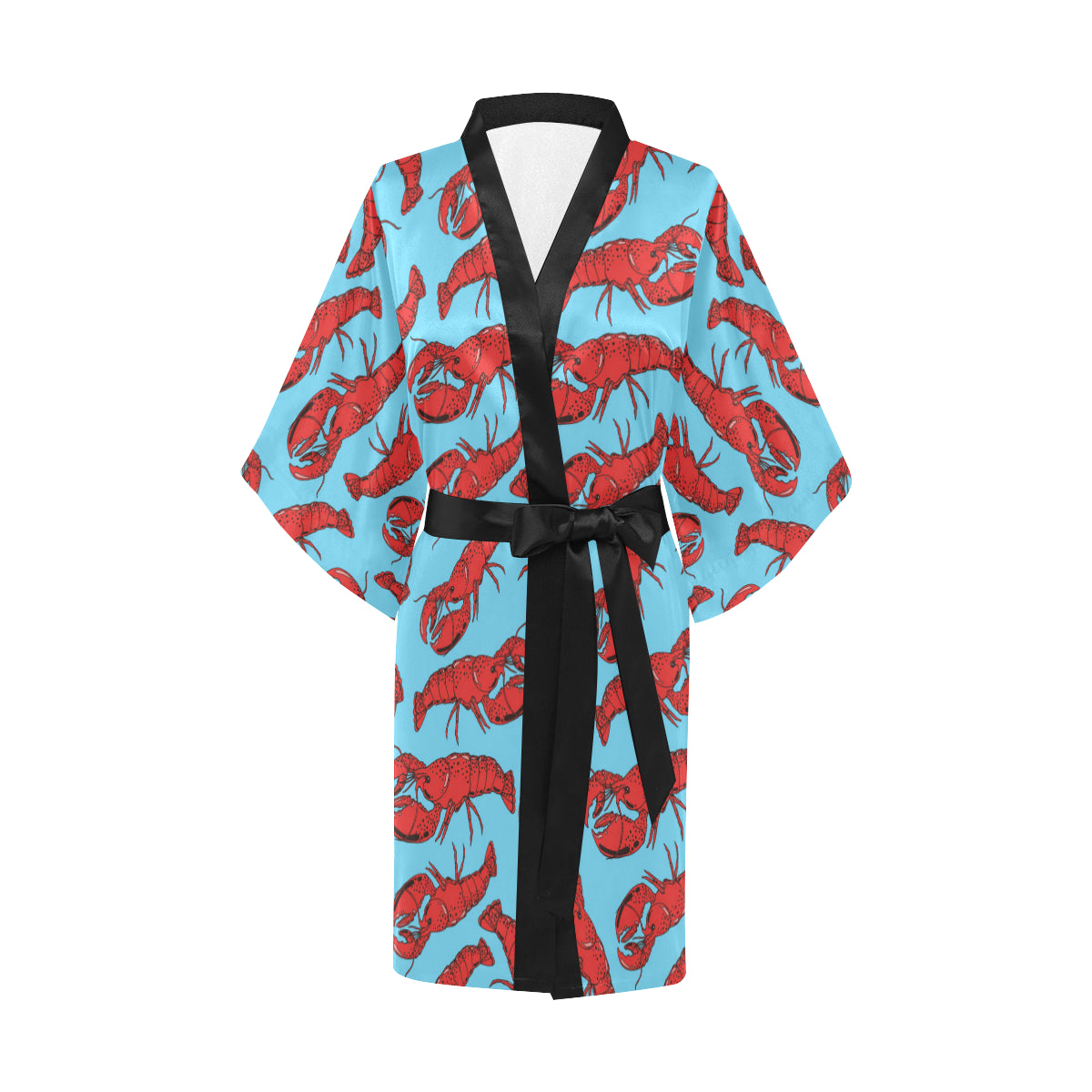 Lobster Red Pattern Print Design 03 Women's Short Kimono