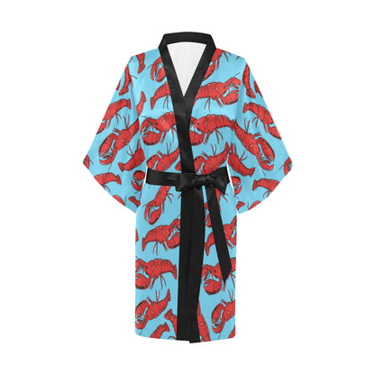 Lobster Red Pattern Print Design 03 Women's Short Kimono