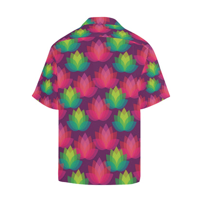 Lotus Pattern Print Design 02 Men's Hawaiian Shirt
