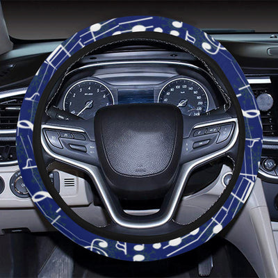 Music Note Blue Themed Print Steering Wheel Cover with Elastic Edge