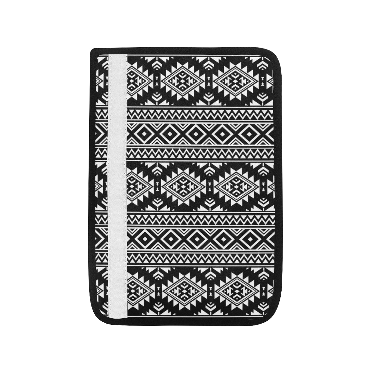 Aztec Black White Print Pattern Car Seat Belt Cover