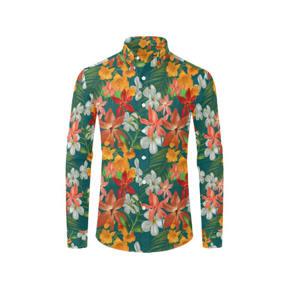 Amaryllis Pattern Print Design AL06 Men's Long Sleeve Shirt