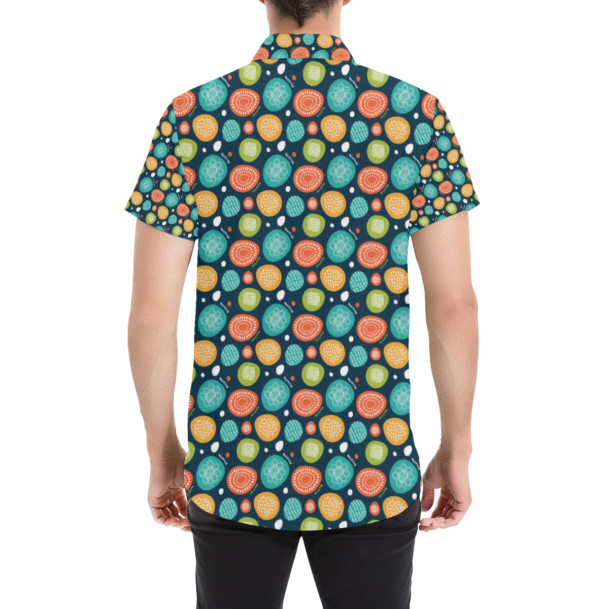 Swedish Themed Design Men's Short Sleeve Button Up Shirt