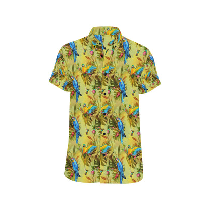 Parrot Pattern Print Design A02 Men's Short Sleeve Button Up Shirt